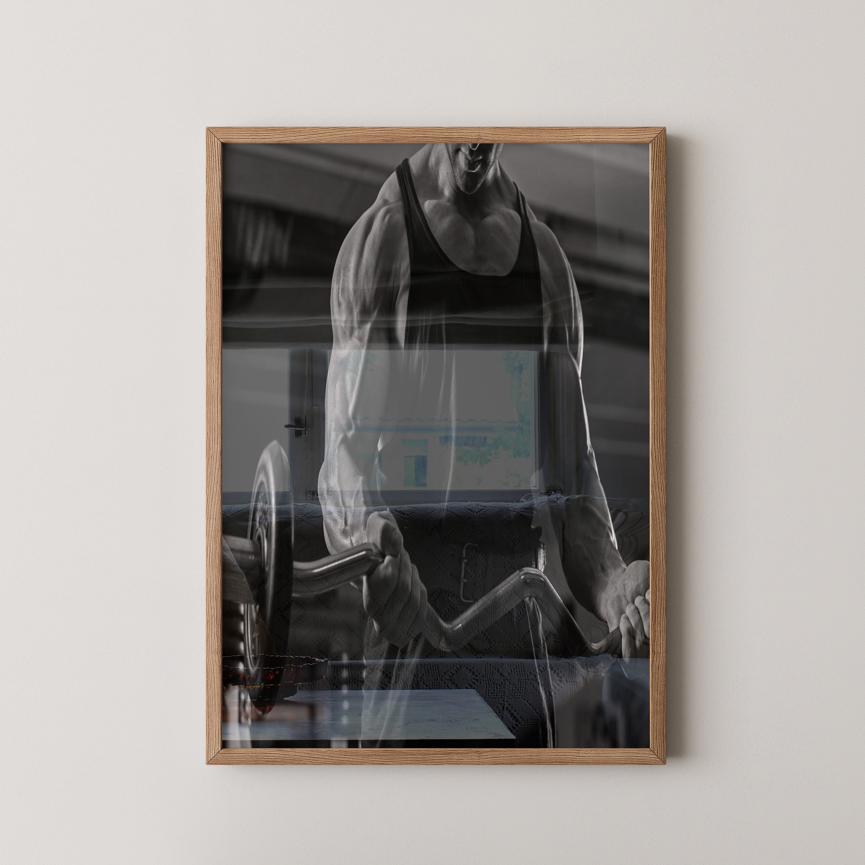 Bodybuilder Hantel Schwarzweiß