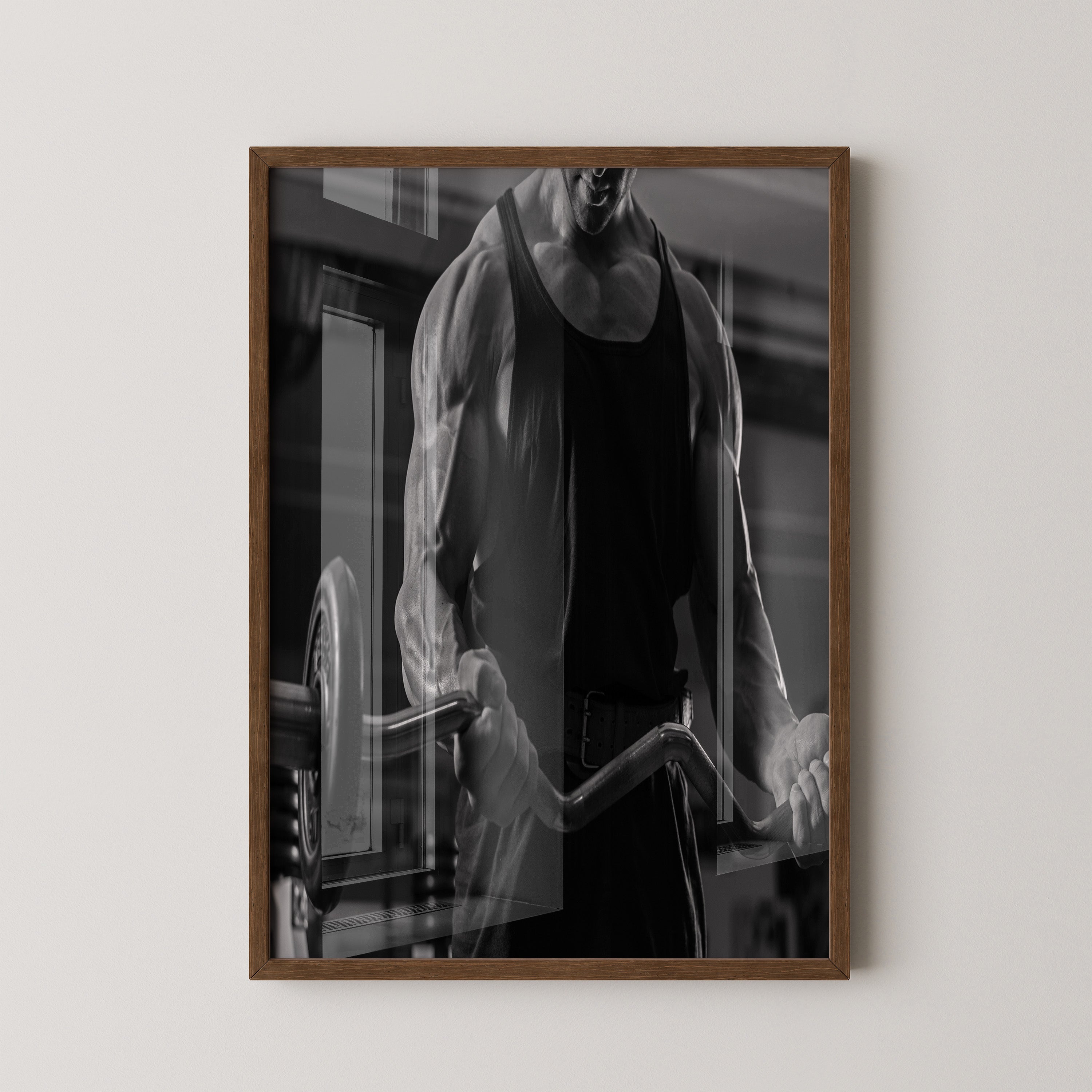 Bodybuilder Hantel Schwarzweiß