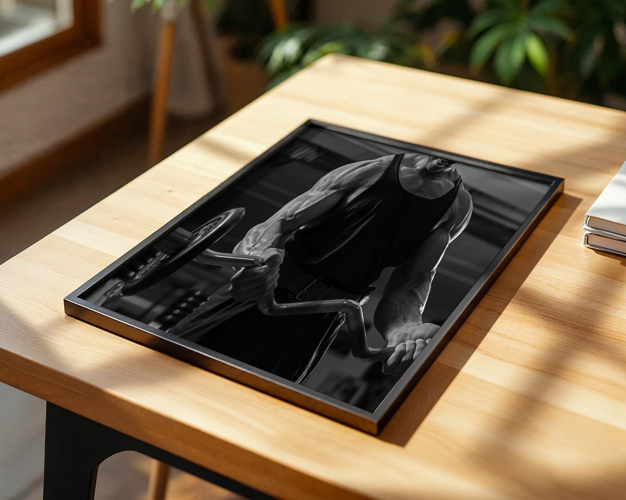 Bodybuilder Hantel Schwarzweiß