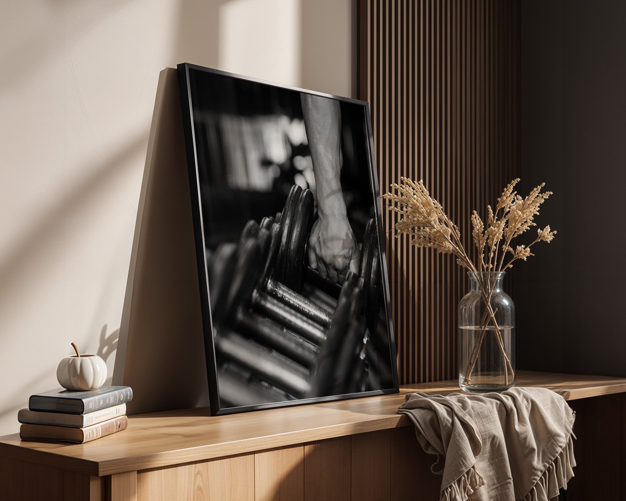 Kurzhantel Hand kraftvoll Schwarzweiß