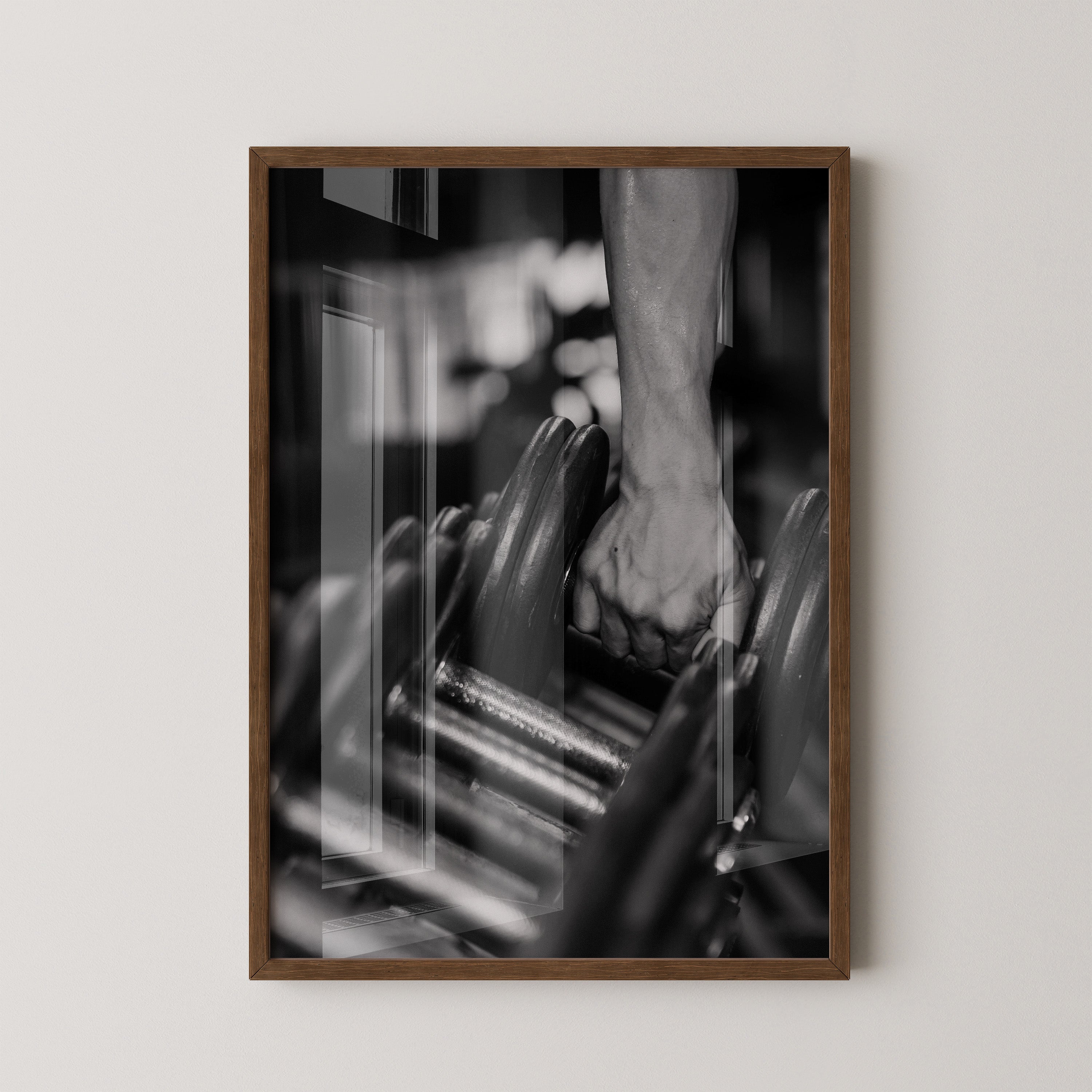 Kurzhantel Hand kraftvoll Schwarzweiß