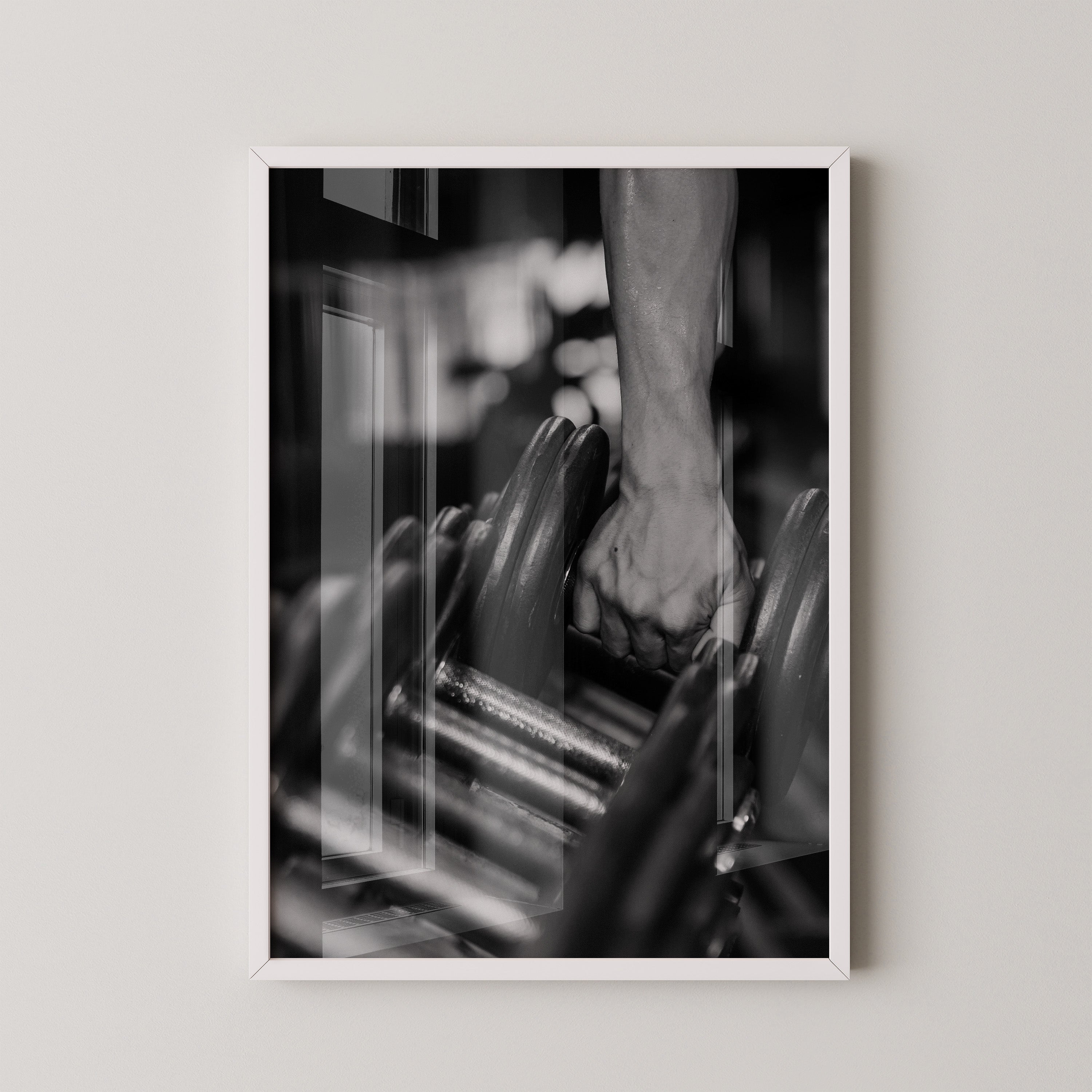 Kurzhantel Hand kraftvoll Schwarzweiß