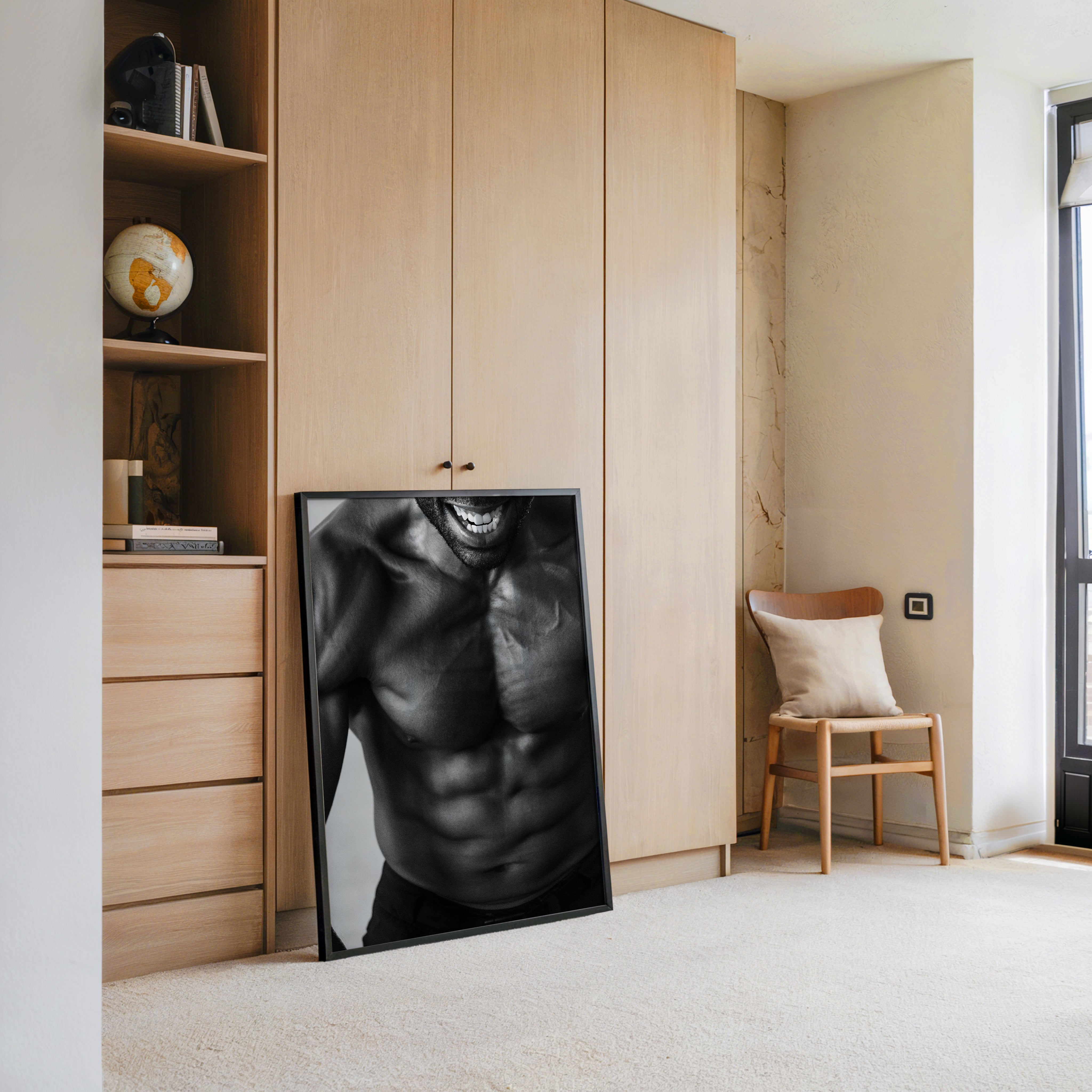 Muskulöser Oberkörper Schwarzweiß