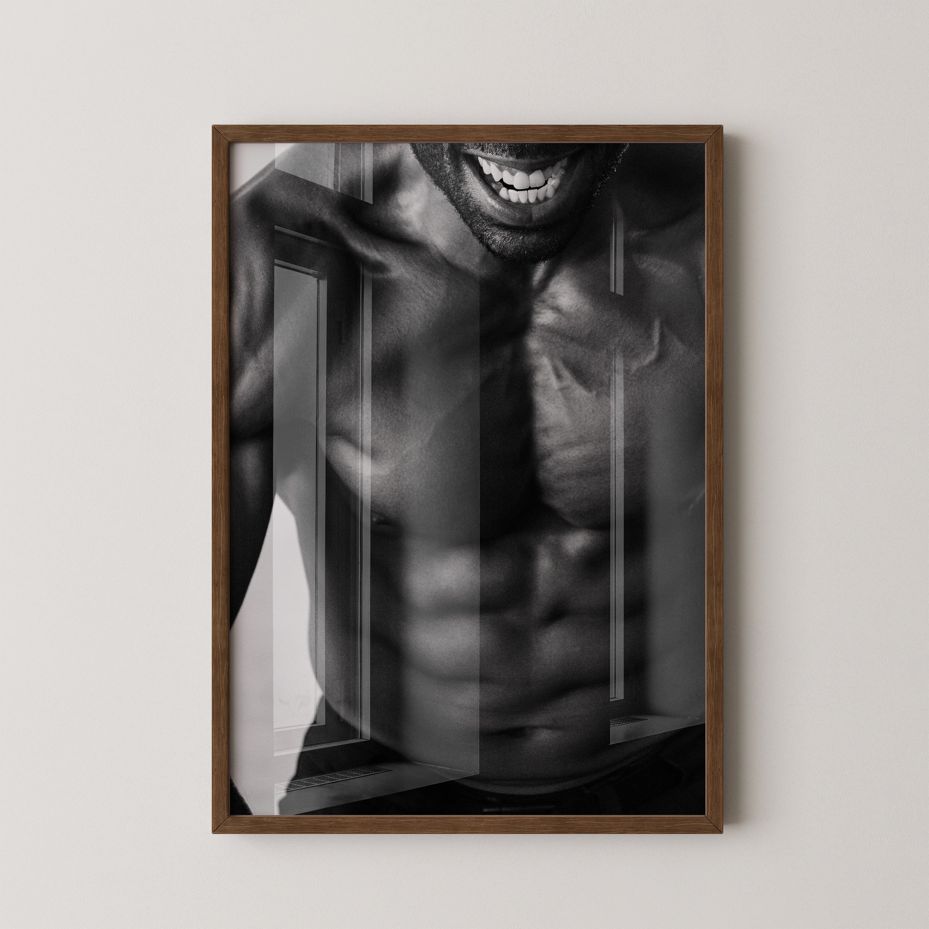 Muskulöser Oberkörper Schwarzweiß