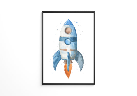 Rakete Aquarell himmelblau