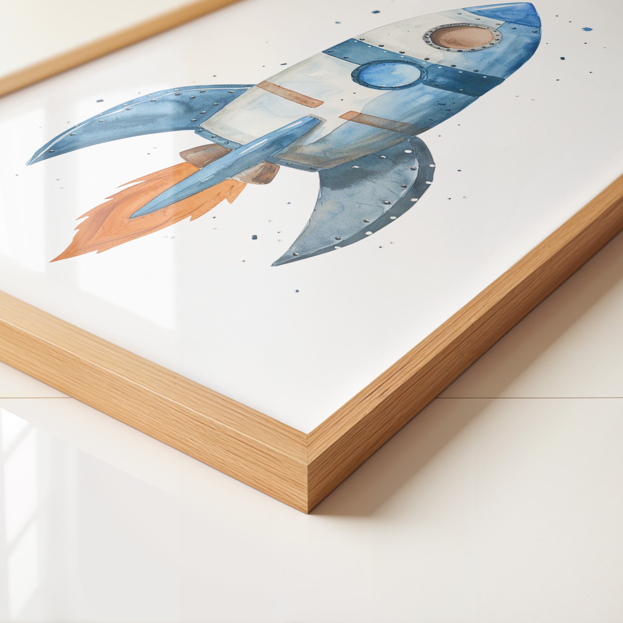 Rakete Aquarell himmelblau