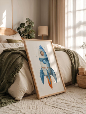 Rakete Aquarell himmelblau