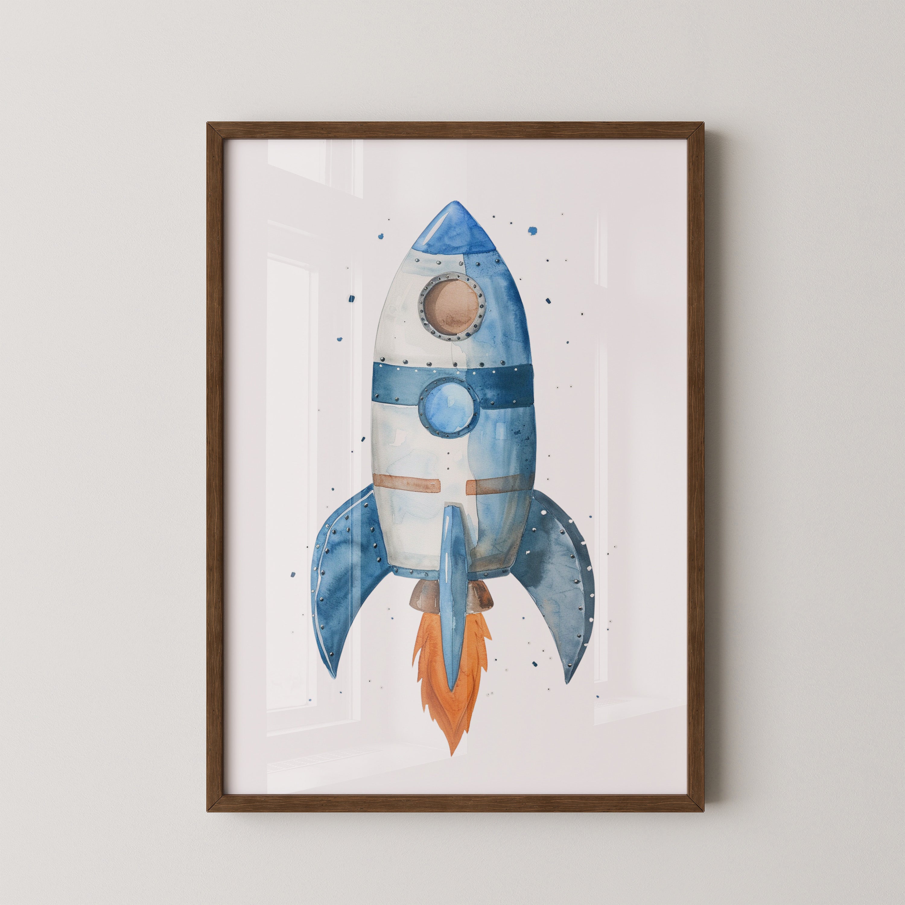 Rakete Aquarell himmelblau