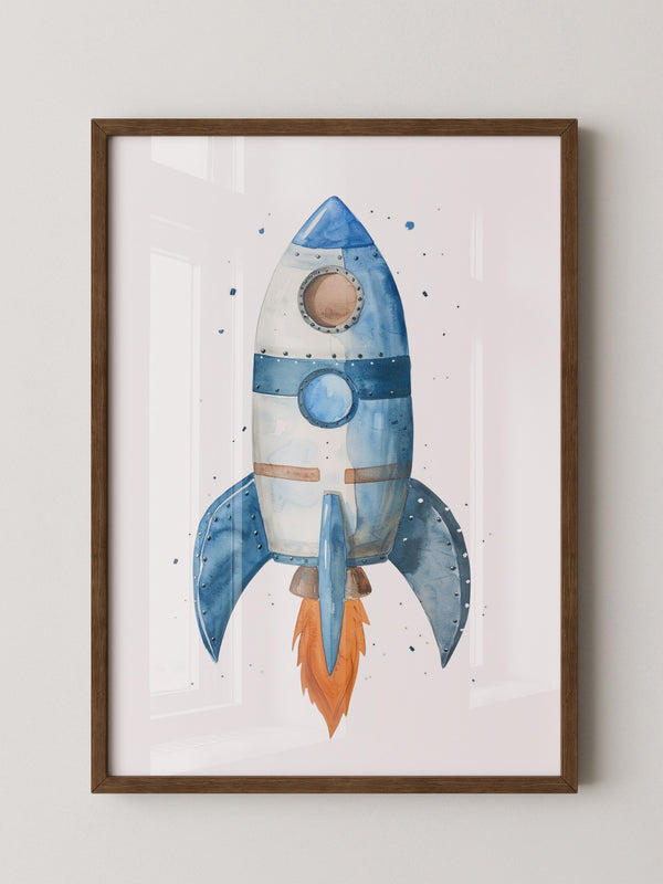 Rakete Aquarell himmelblau