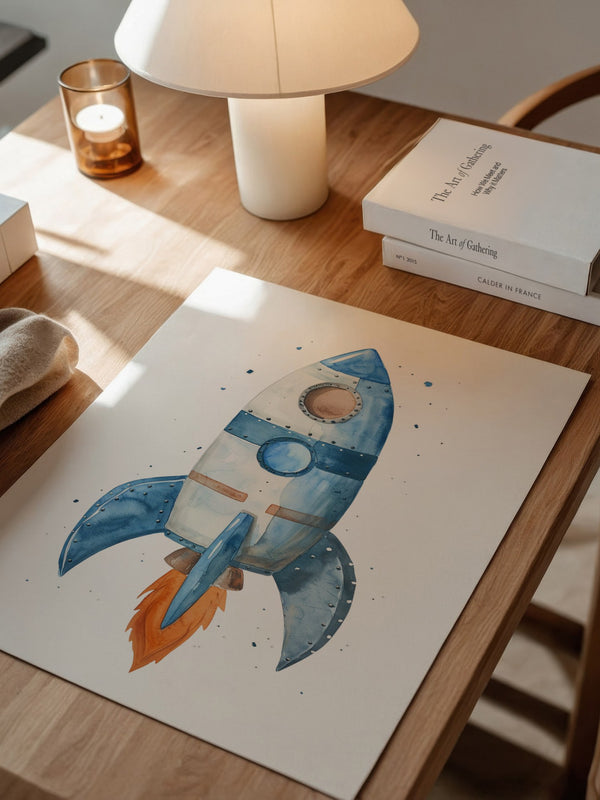 Rakete Aquarell himmelblau