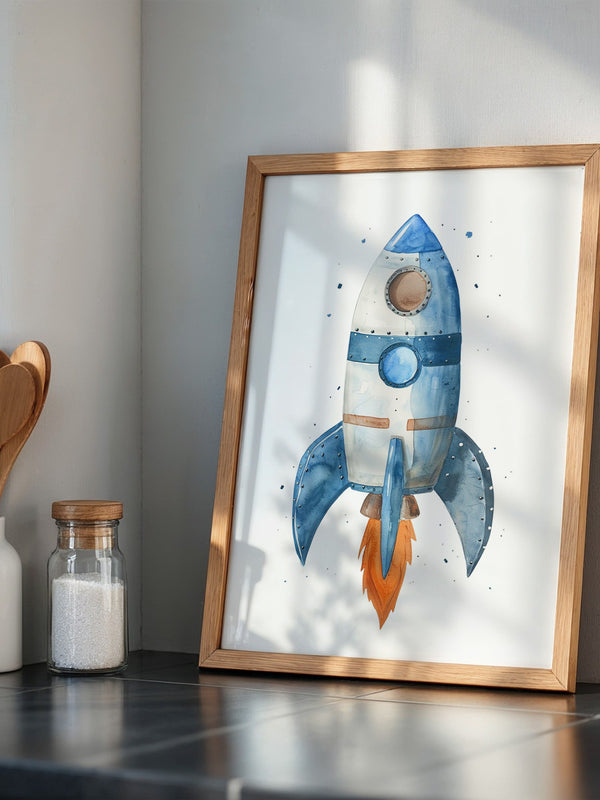 Rakete Aquarell himmelblau
