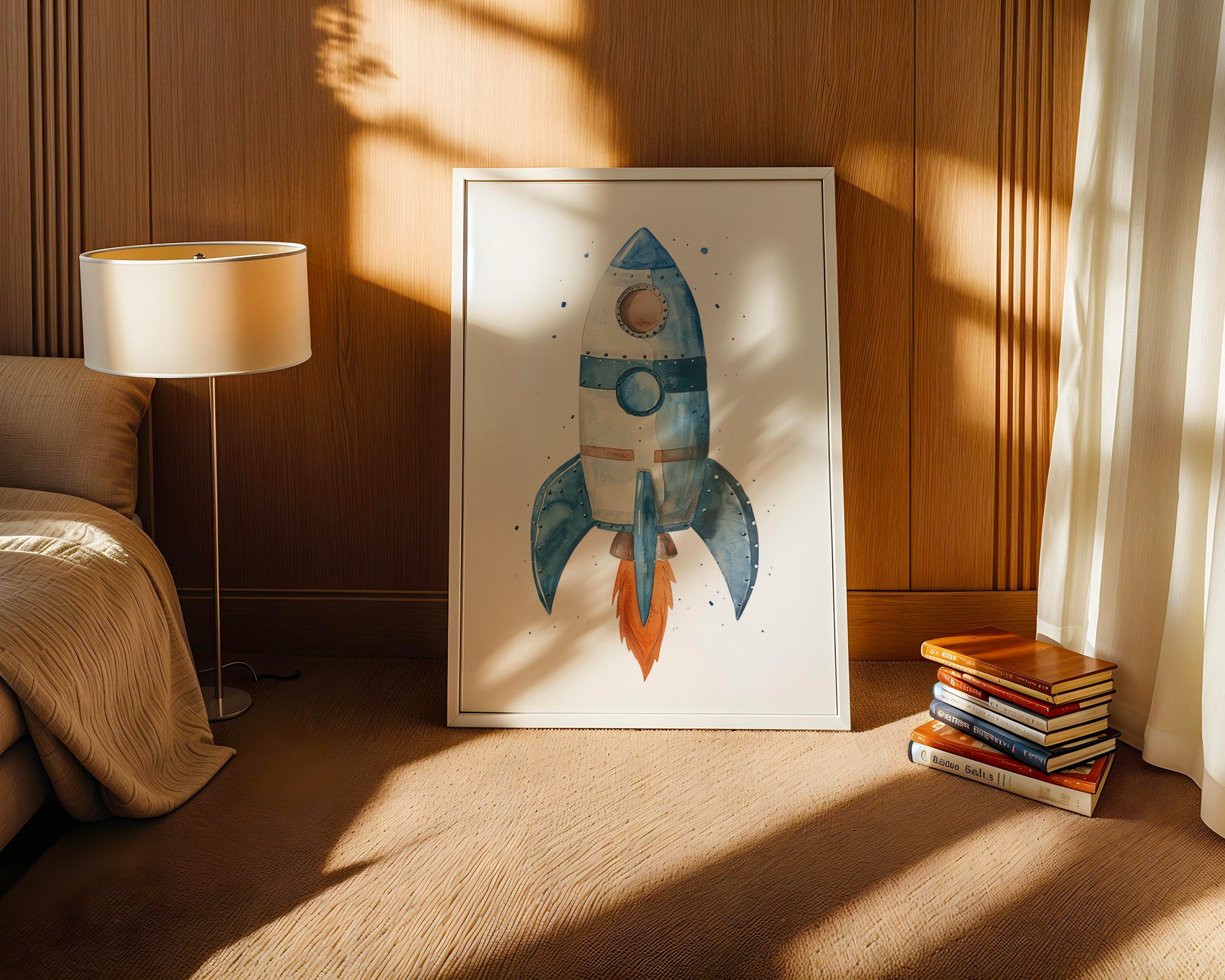 Rakete Aquarell himmelblau