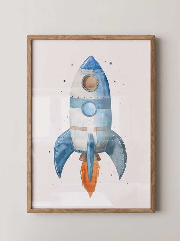 Rakete Aquarell himmelblau