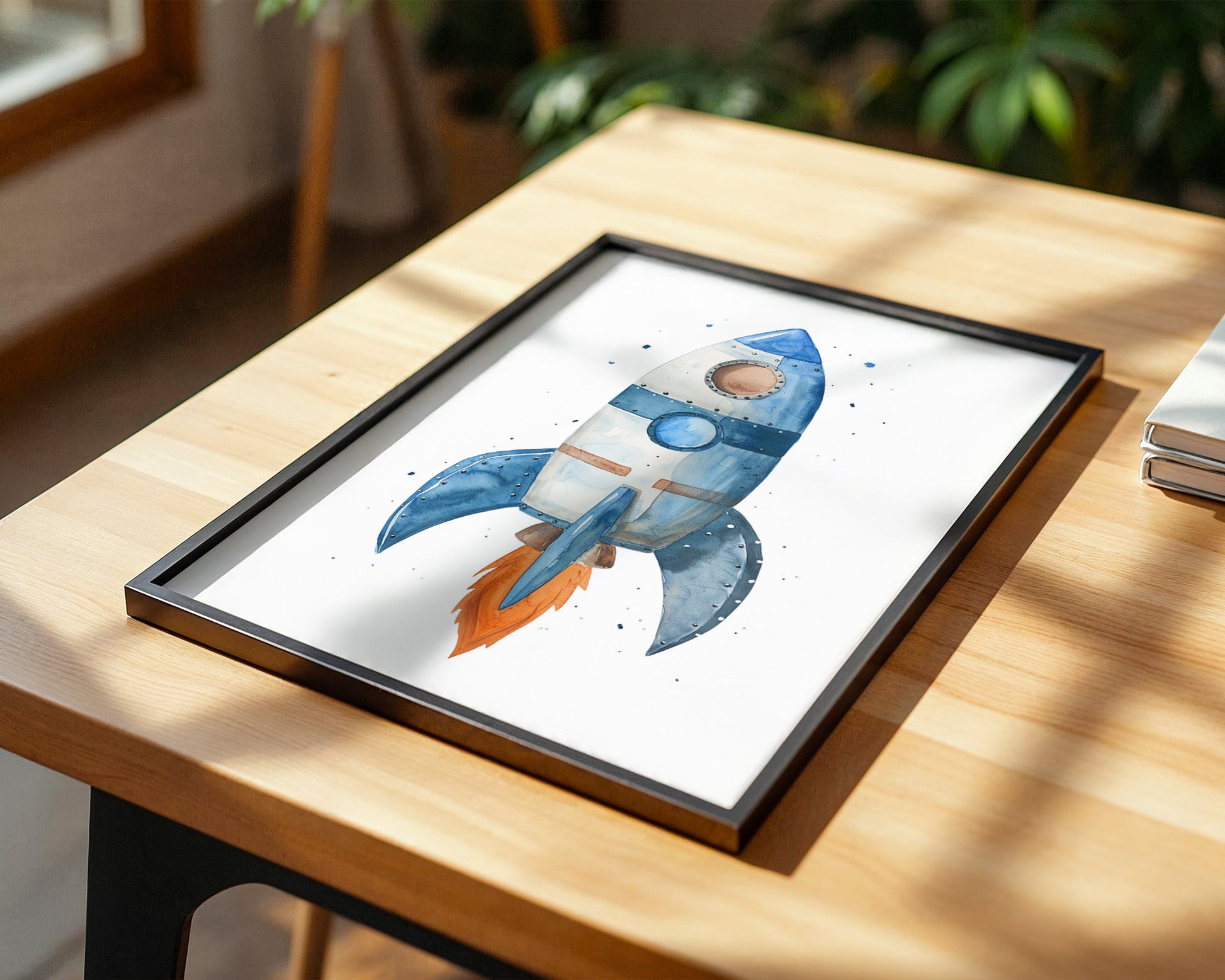 Rakete Aquarell himmelblau