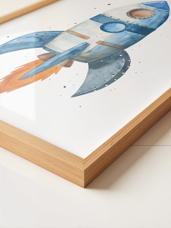 Rakete Aquarell himmelblau