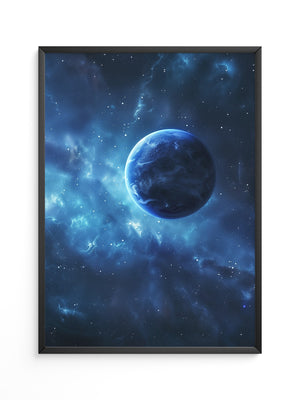 Blauer Planet im leuchtenden Universum