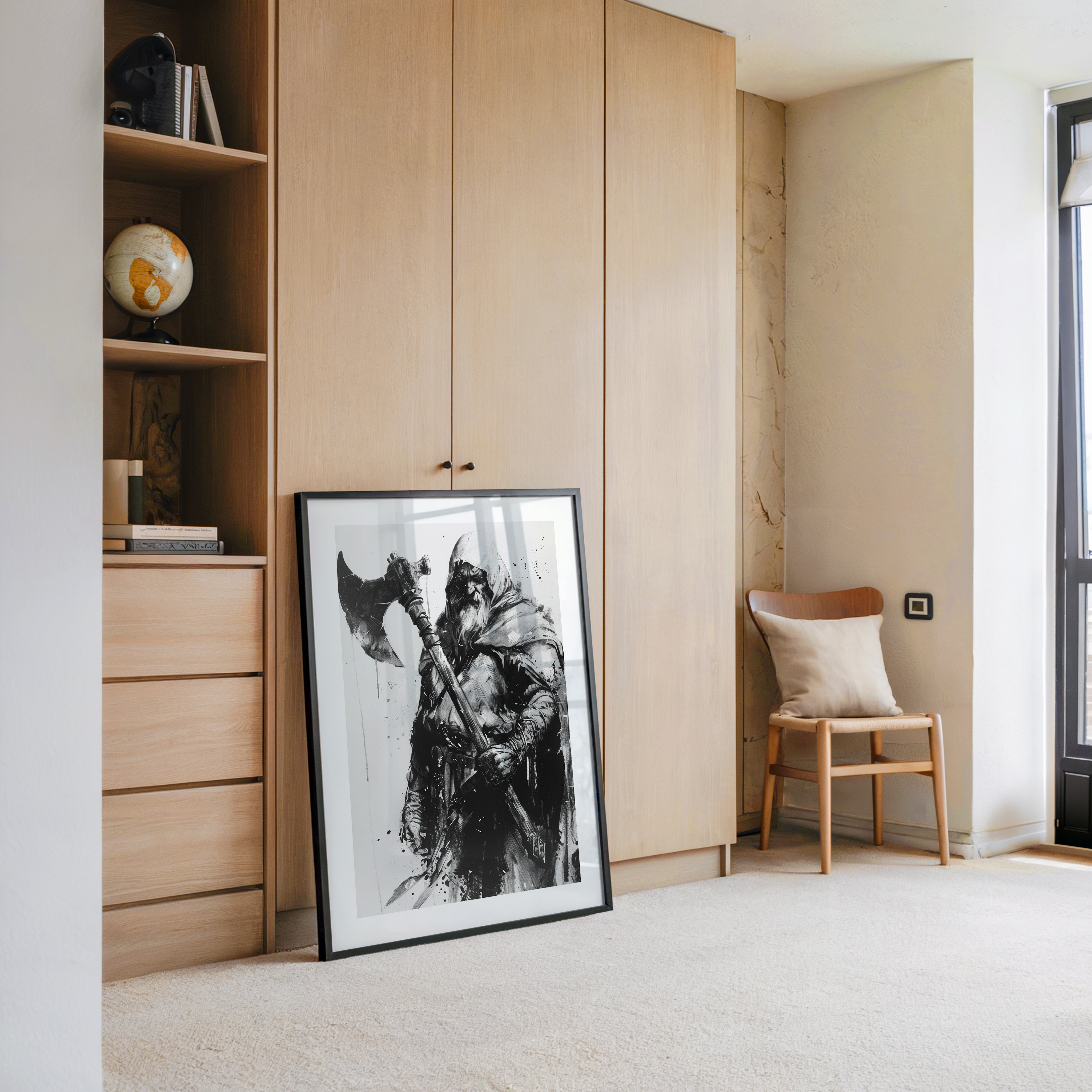 Axtkämpfer im Tintenstil