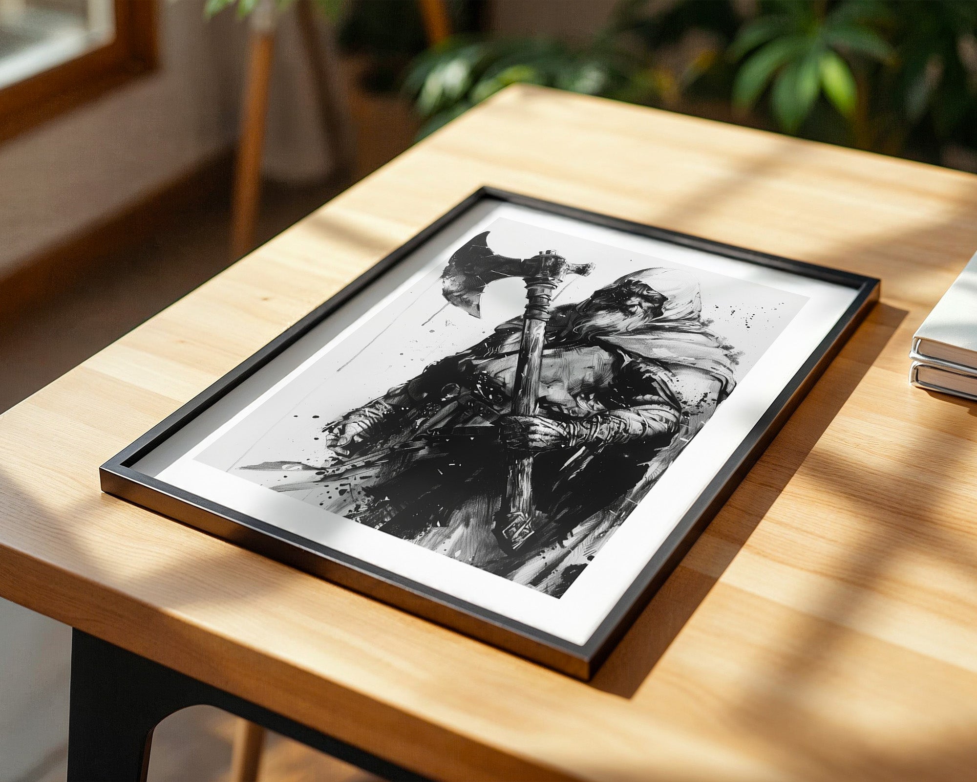 Axtkämpfer im Tintenstil