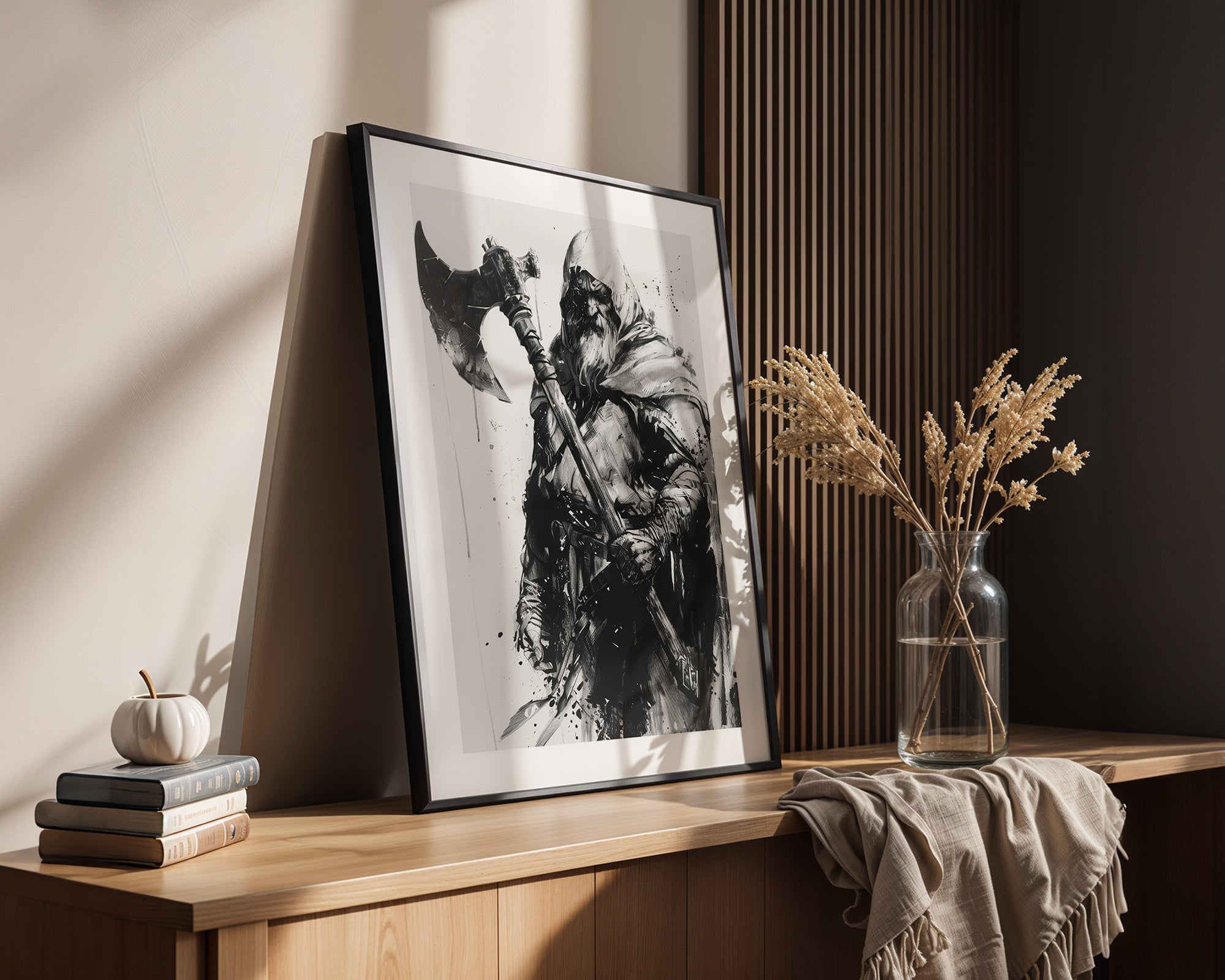 Axtkämpfer im Tintenstil