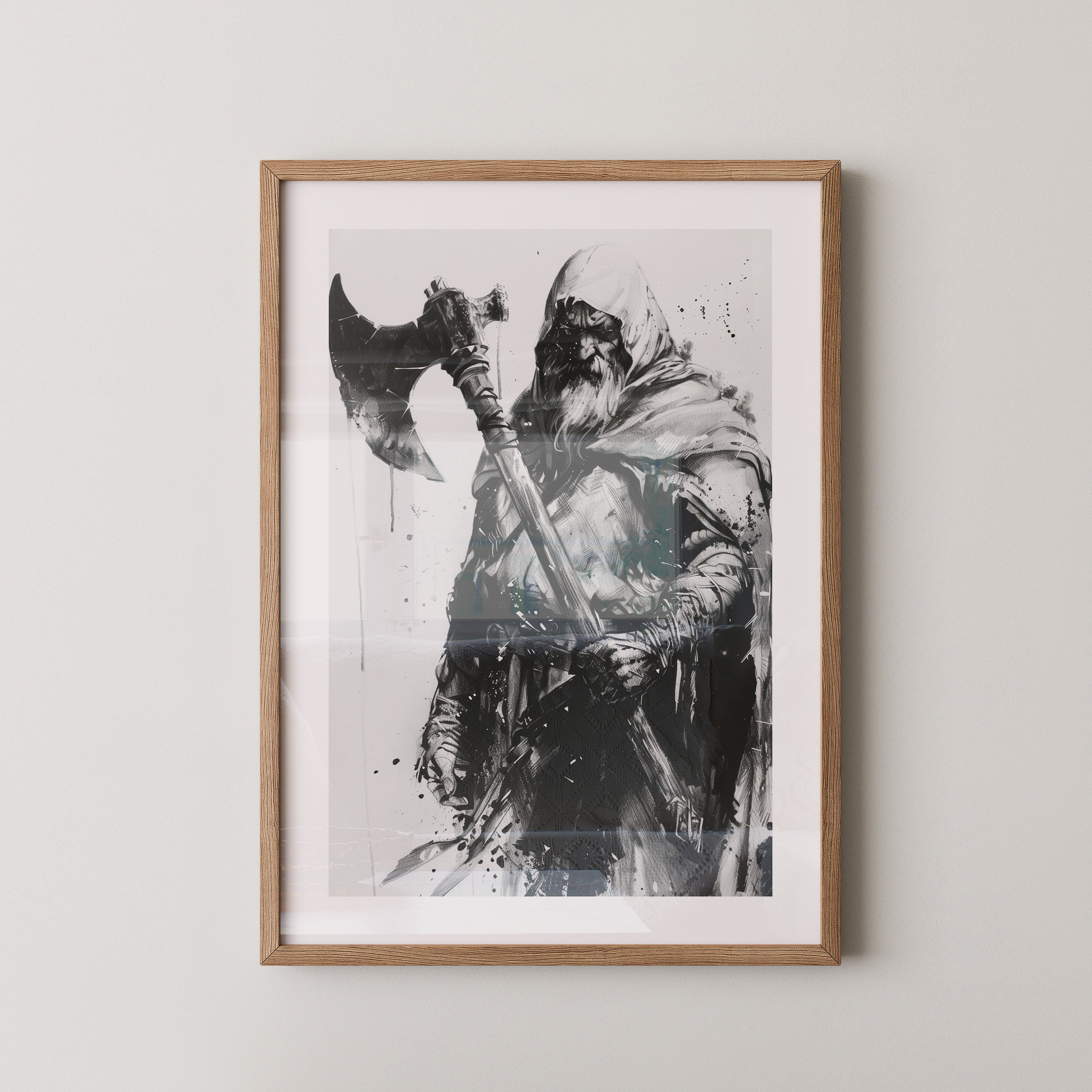 Axtkämpfer im Tintenstil