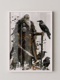 Wikingerkrieger Raben Illustration