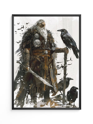 Wikingerkrieger Raben Illustration