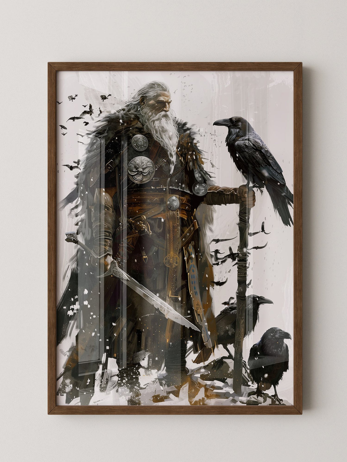 Wikingerkrieger Raben Illustration