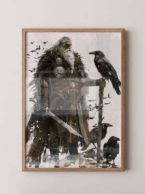 Wikingerkrieger Raben Illustration