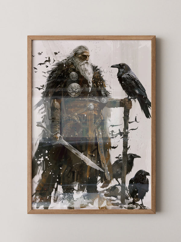 Wikingerkrieger Raben Illustration