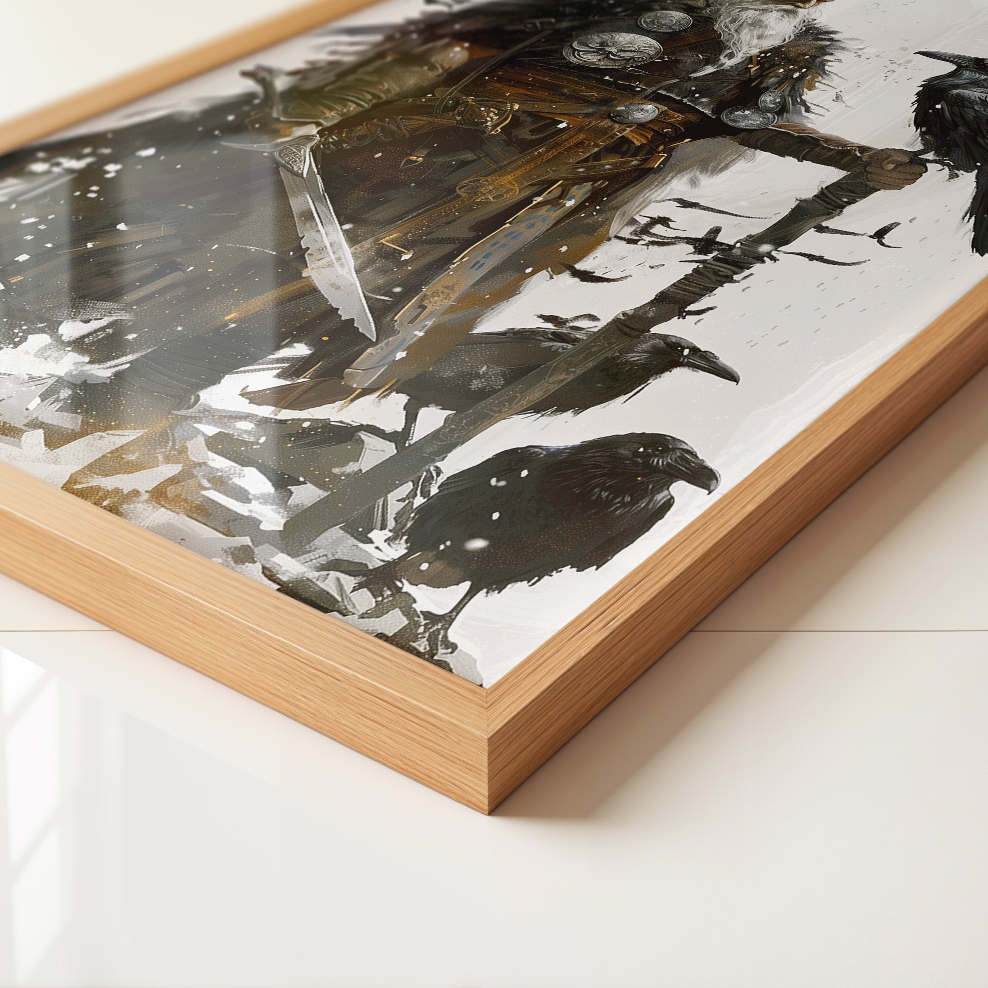 Wikingerkrieger Raben Illustration