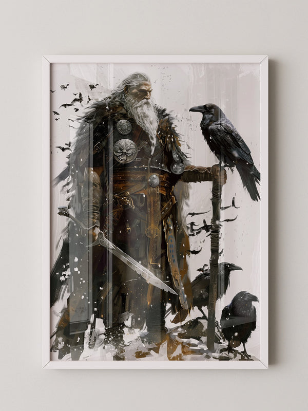 Wikingerkrieger Raben Illustration