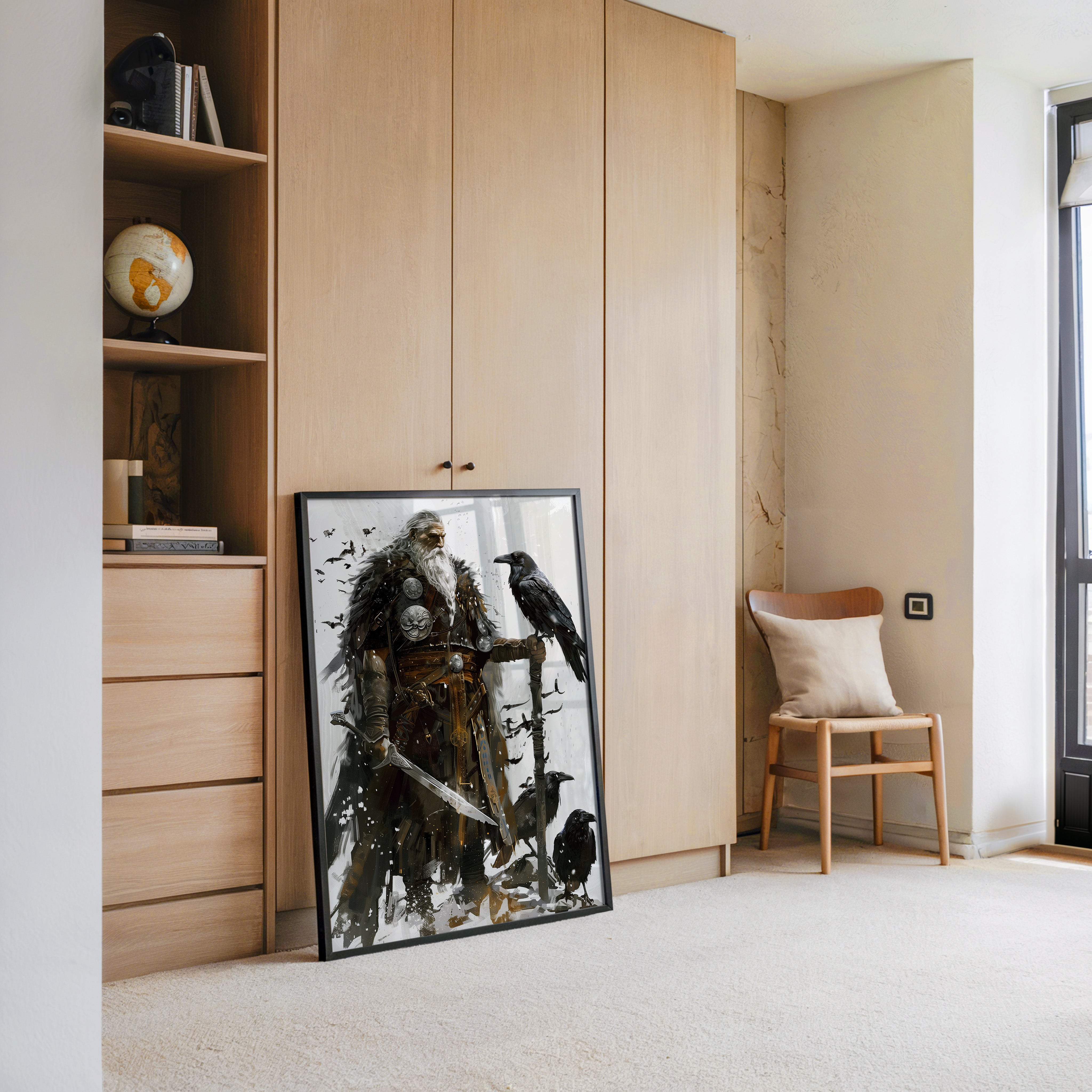 Wikingerkrieger Raben Illustration