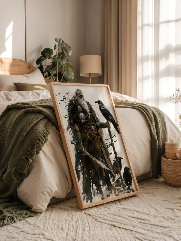 Wikingerkrieger Raben Illustration