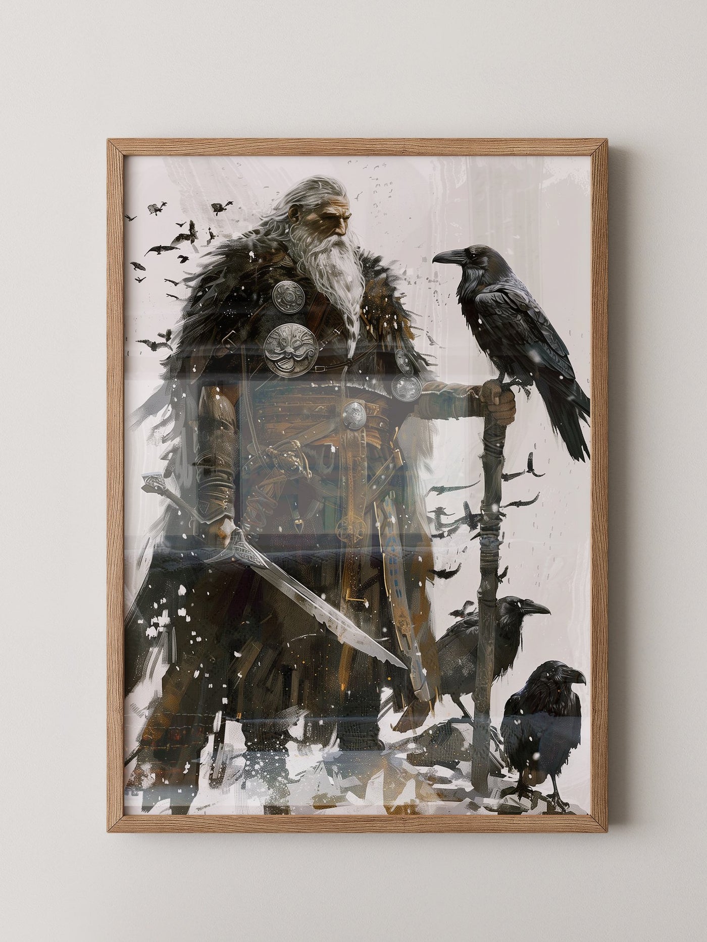 Wikingerkrieger Raben Illustration