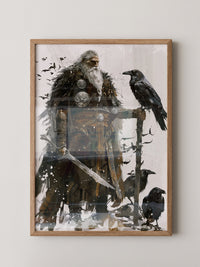 Wikingerkrieger Raben Illustration
