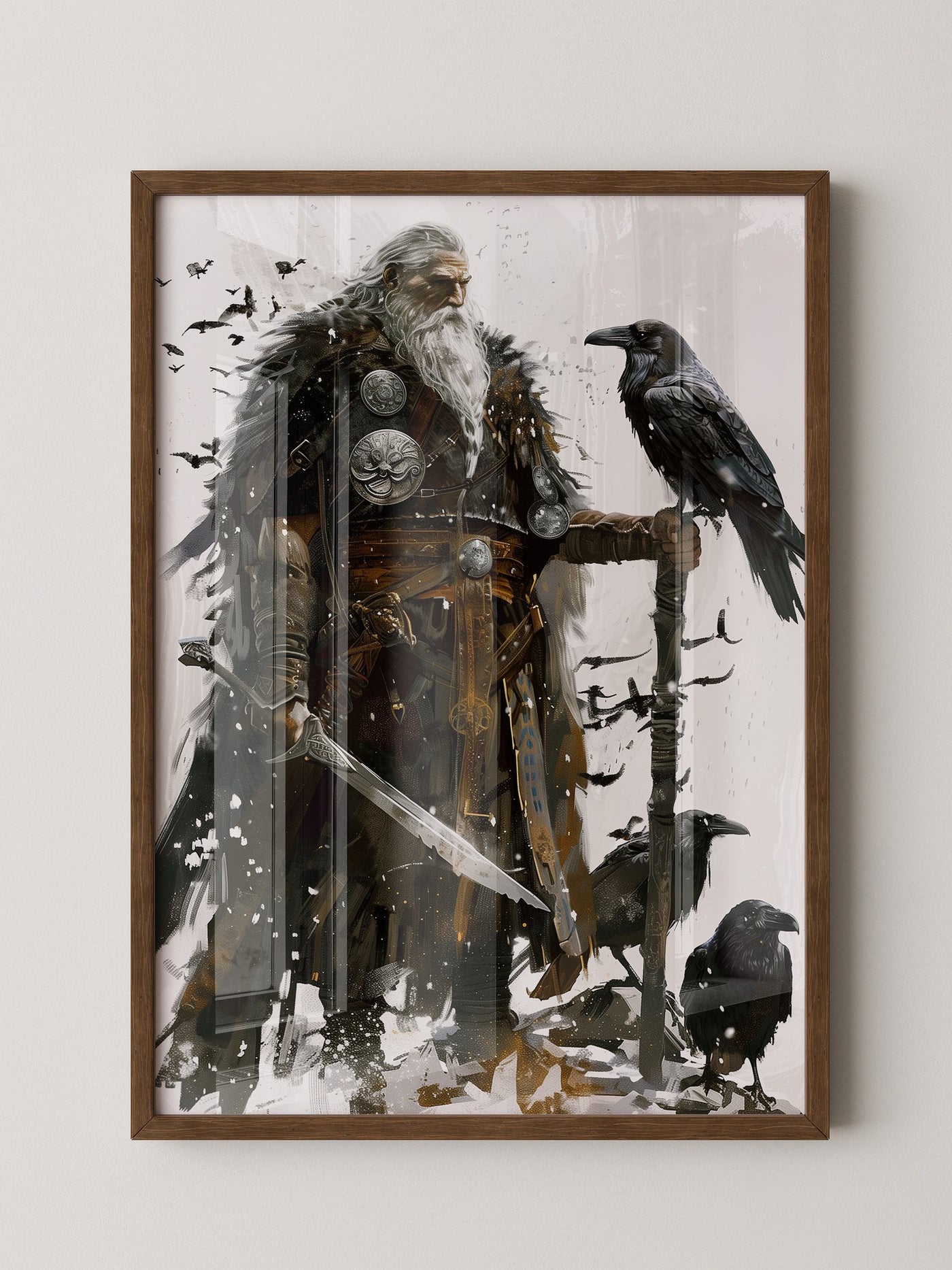 Wikingerkrieger Raben Illustration