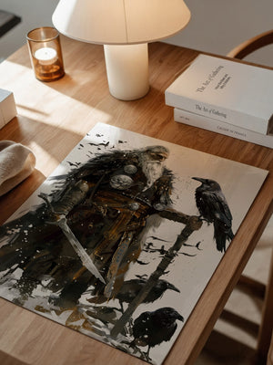 Wikingerkrieger Raben Illustration
