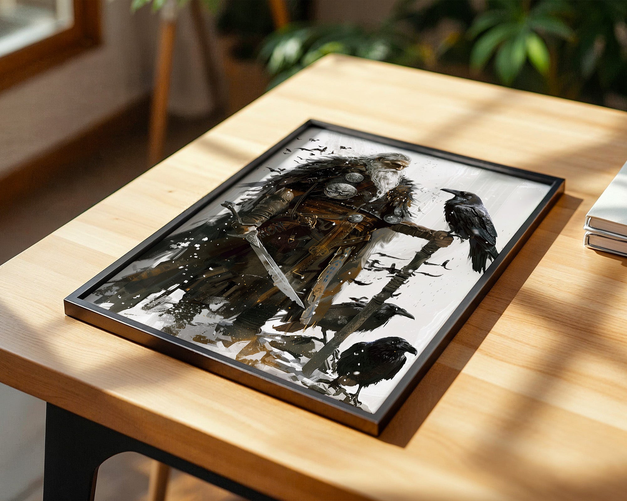 Wikingerkrieger Raben Illustration