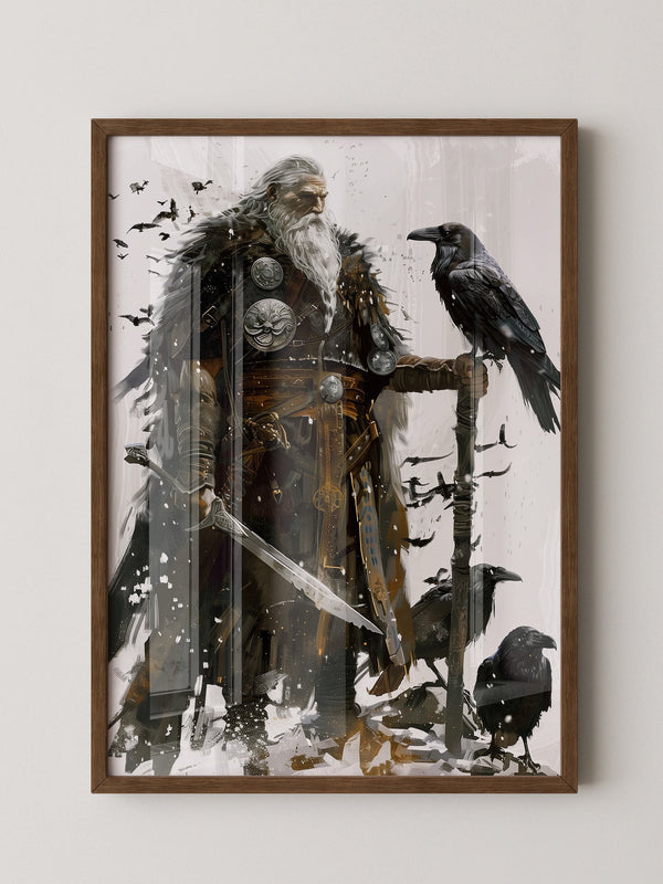 Wikingerkrieger Raben Illustration