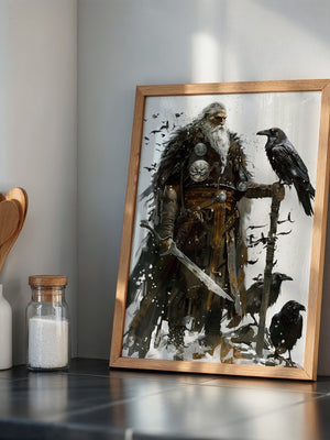 Wikingerkrieger Raben Illustration