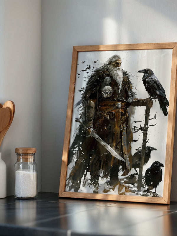 Wikingerkrieger Raben Illustration