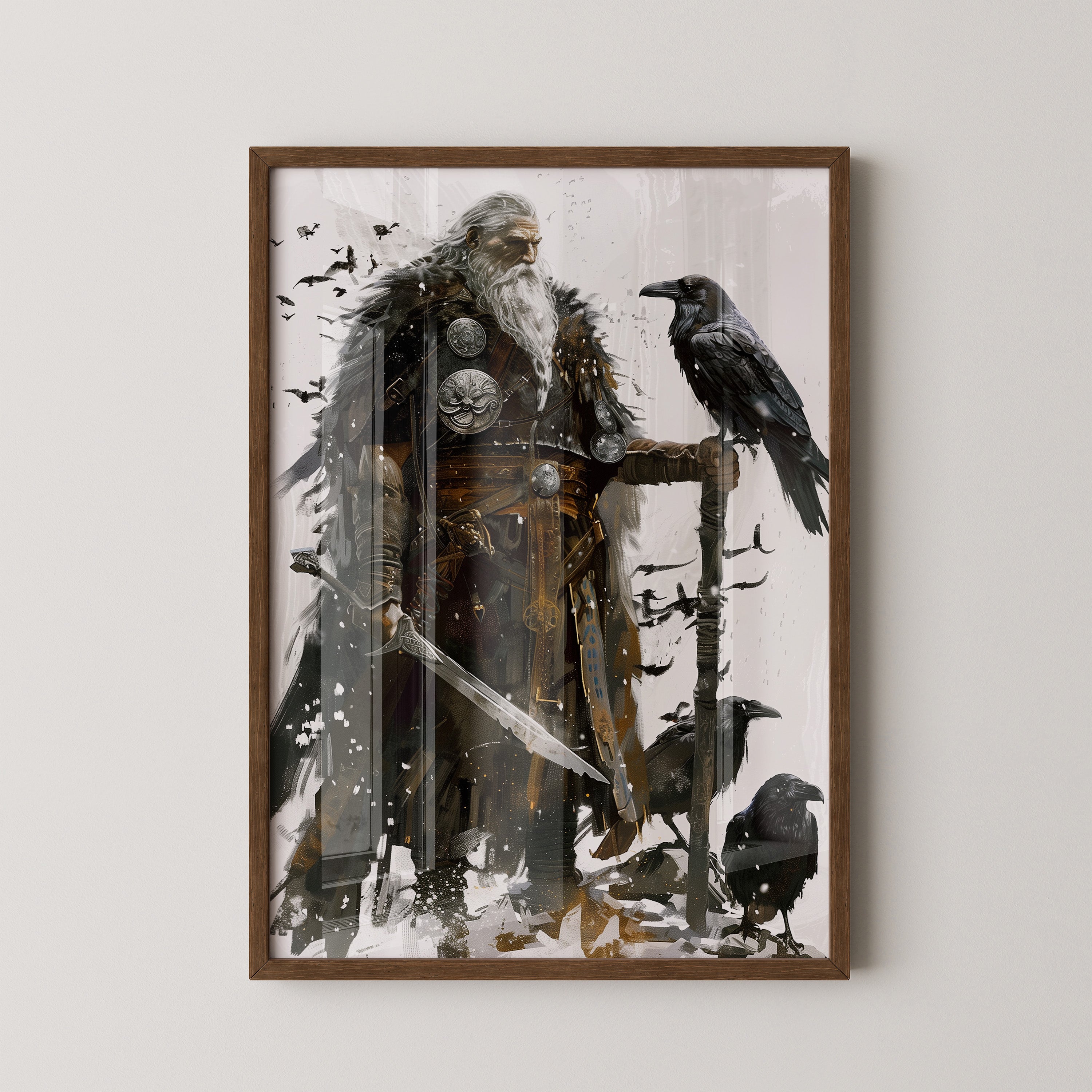 Wikingerkrieger Raben Illustration