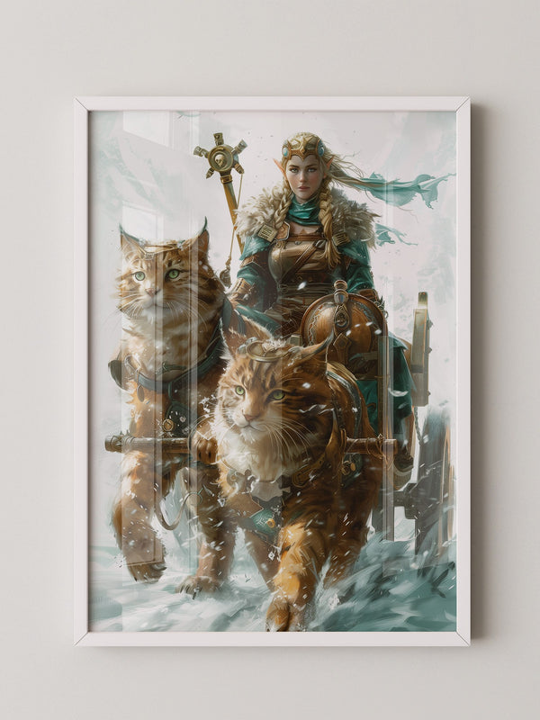 Katzen Schlitten Fantasy Stil