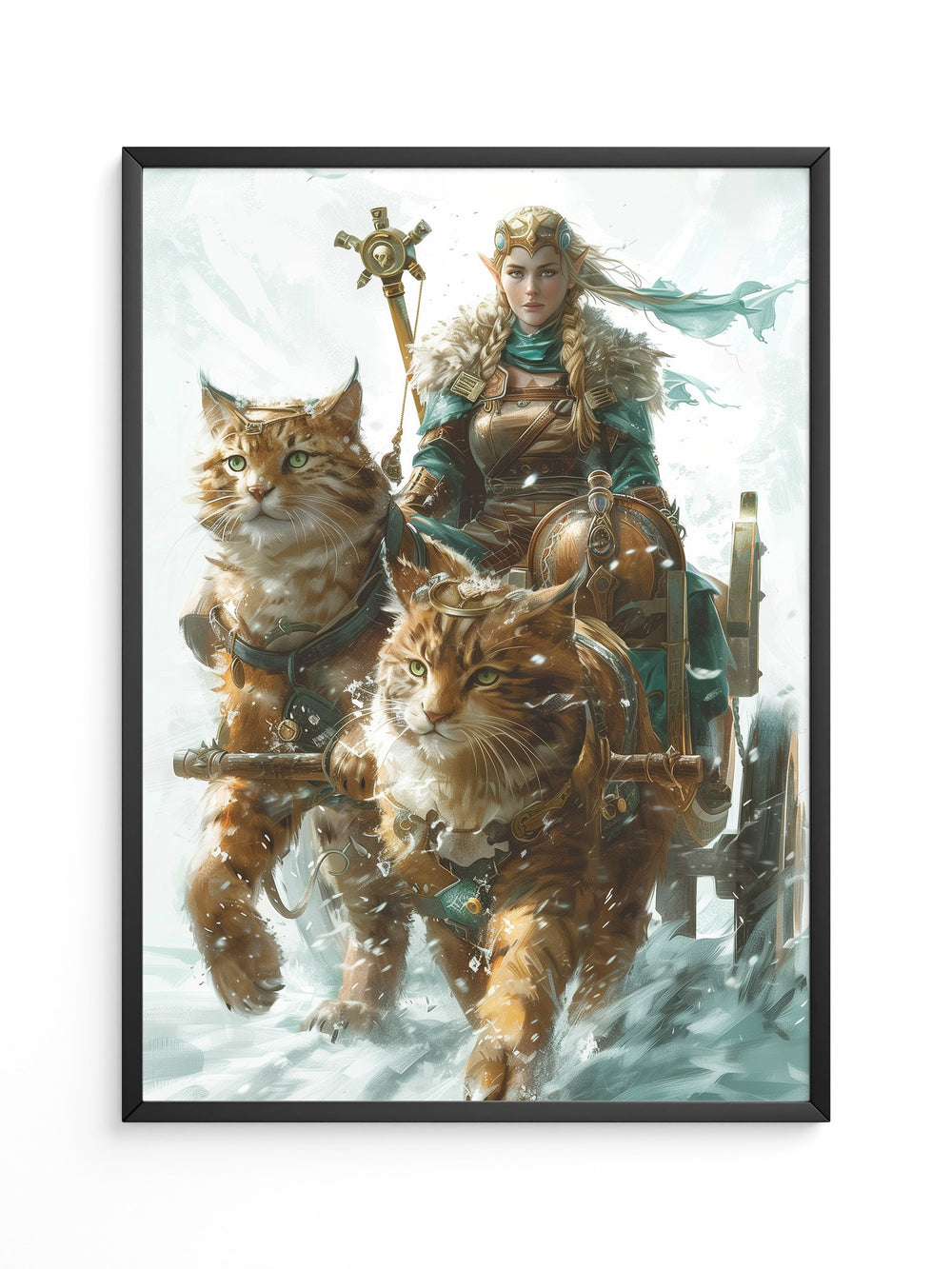 Katzen Schlitten Fantasy Stil