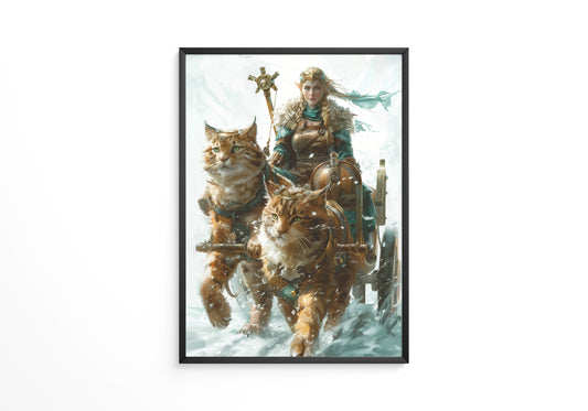 Katzen Schlitten Fantasy Stil