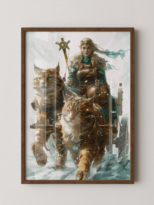 Katzen Schlitten Fantasy Stil