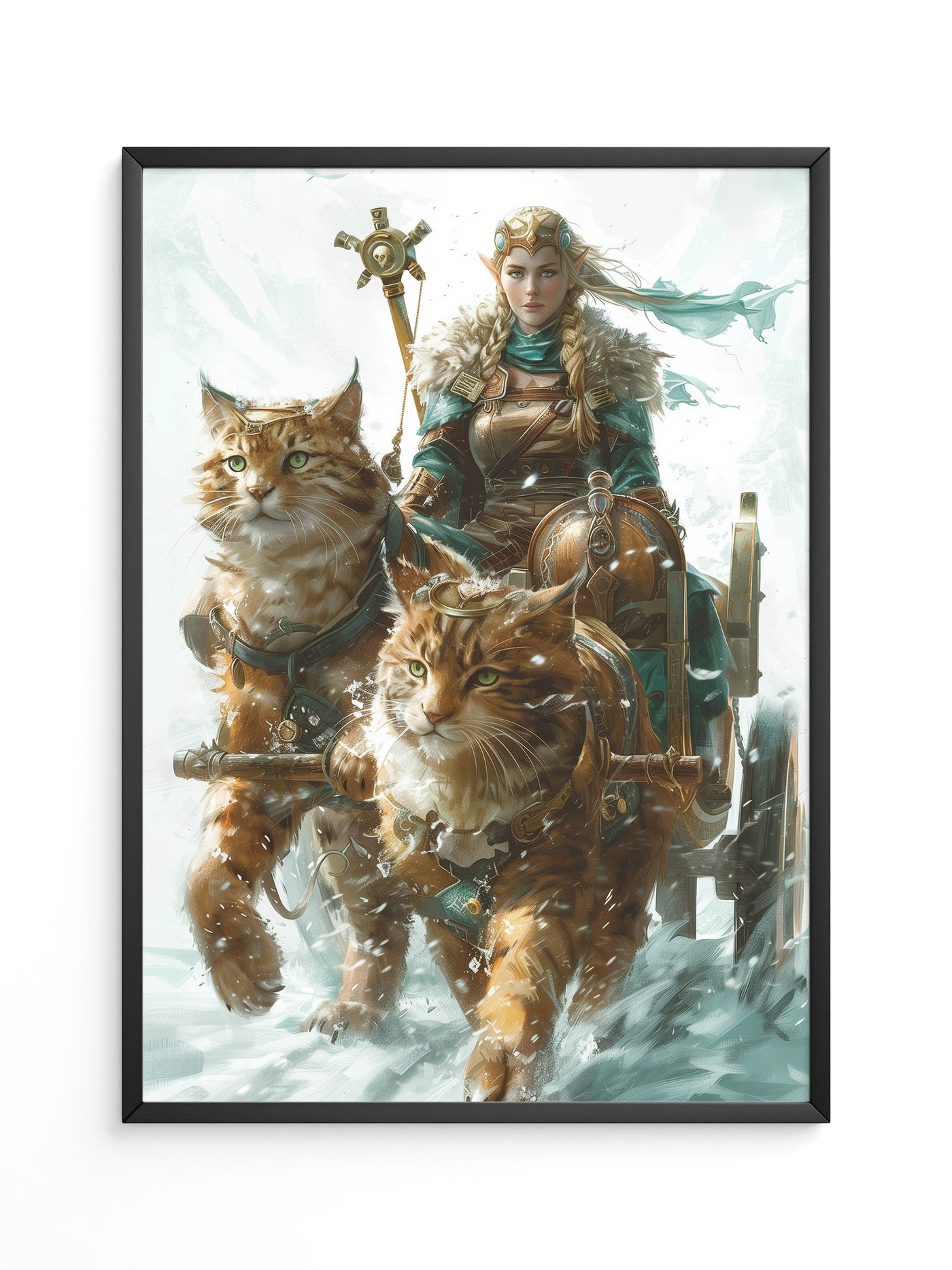 Katzen Schlitten Fantasy Stil
