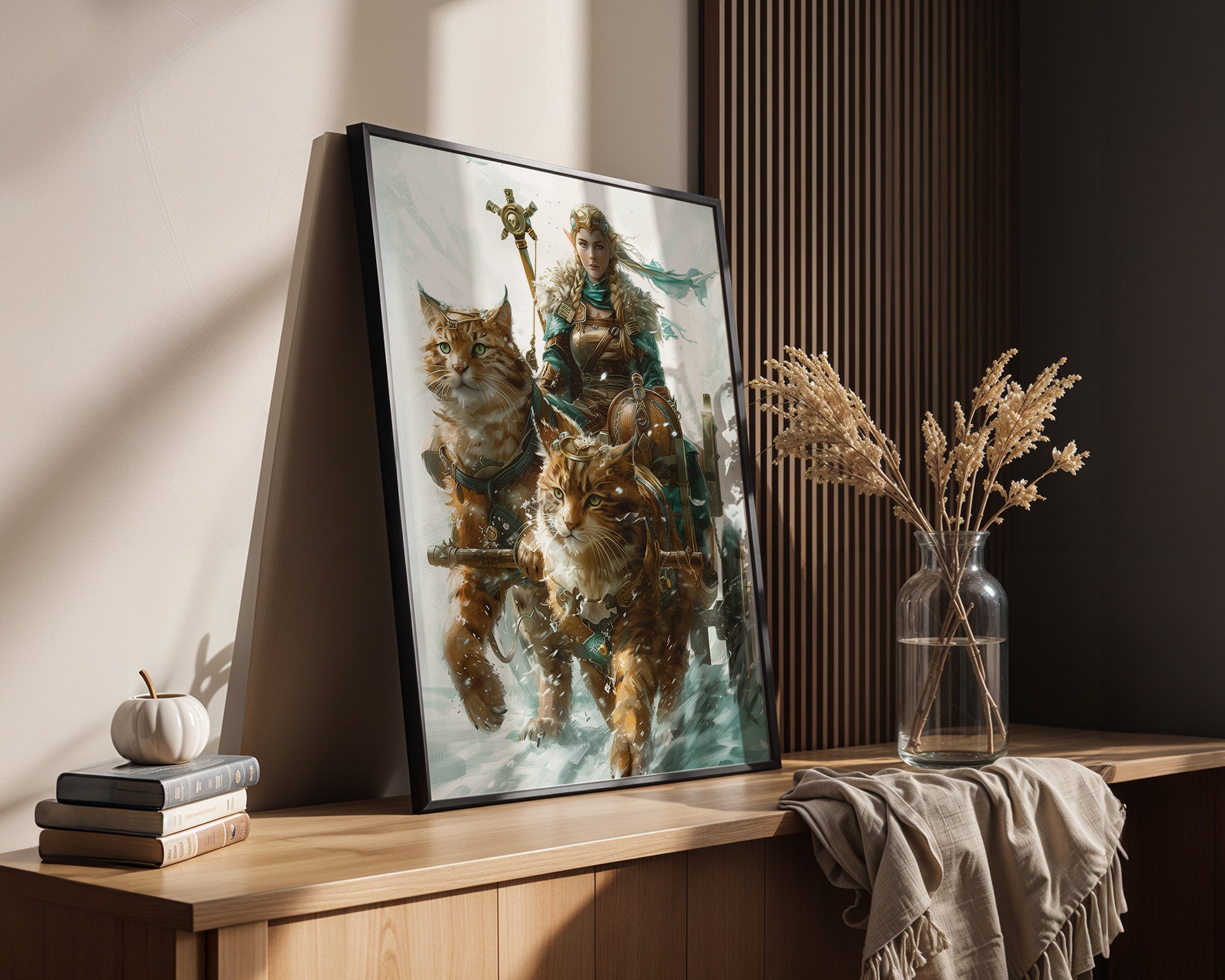 Katzen Schlitten Fantasy Stil