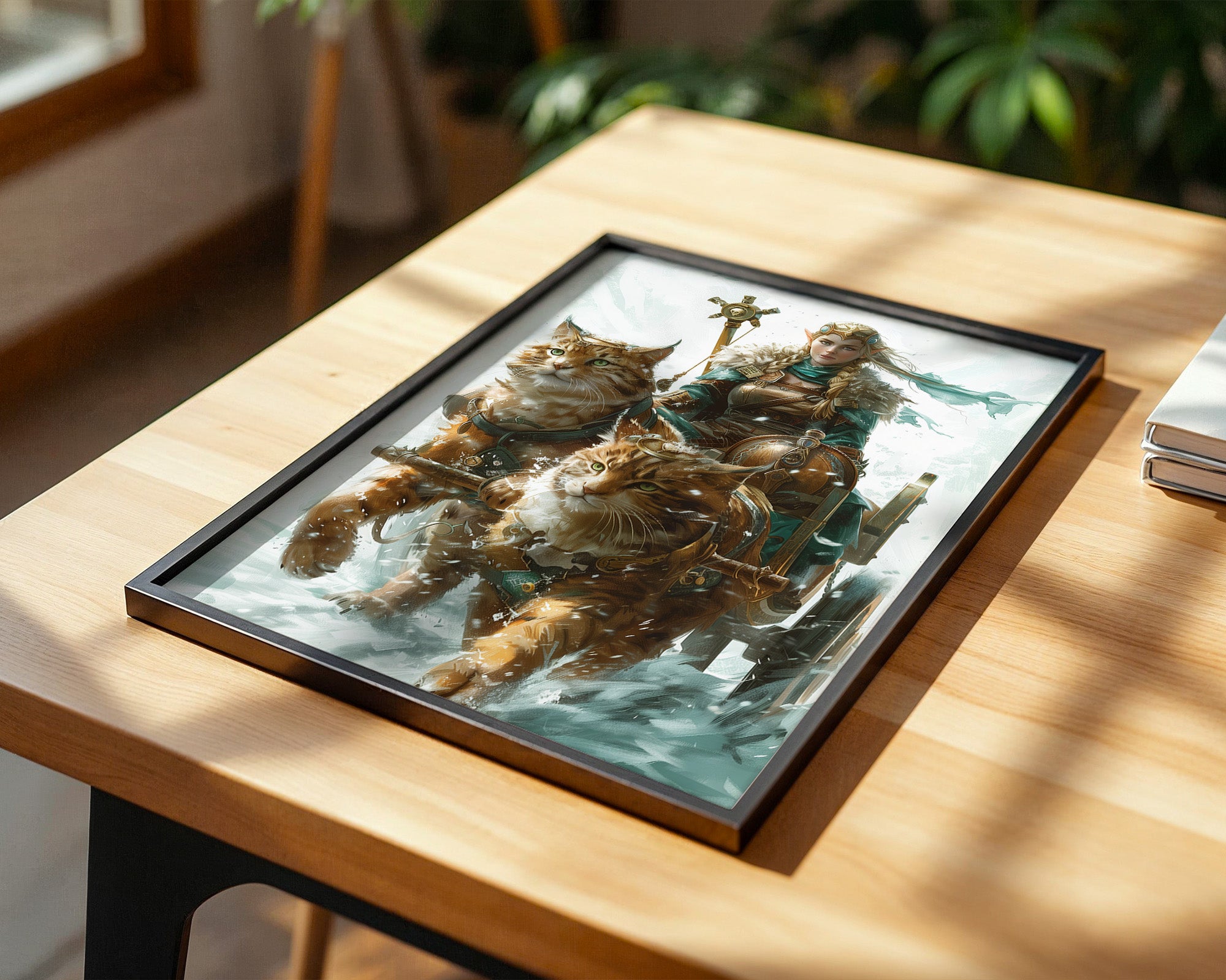 Katzen Schlitten Fantasy Stil