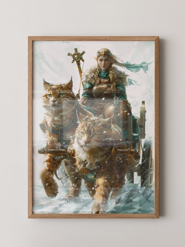 Katzen Schlitten Fantasy Stil